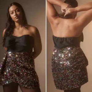 NWT Anthropologie Sequined Bow-Tie Mini Dress | 18W